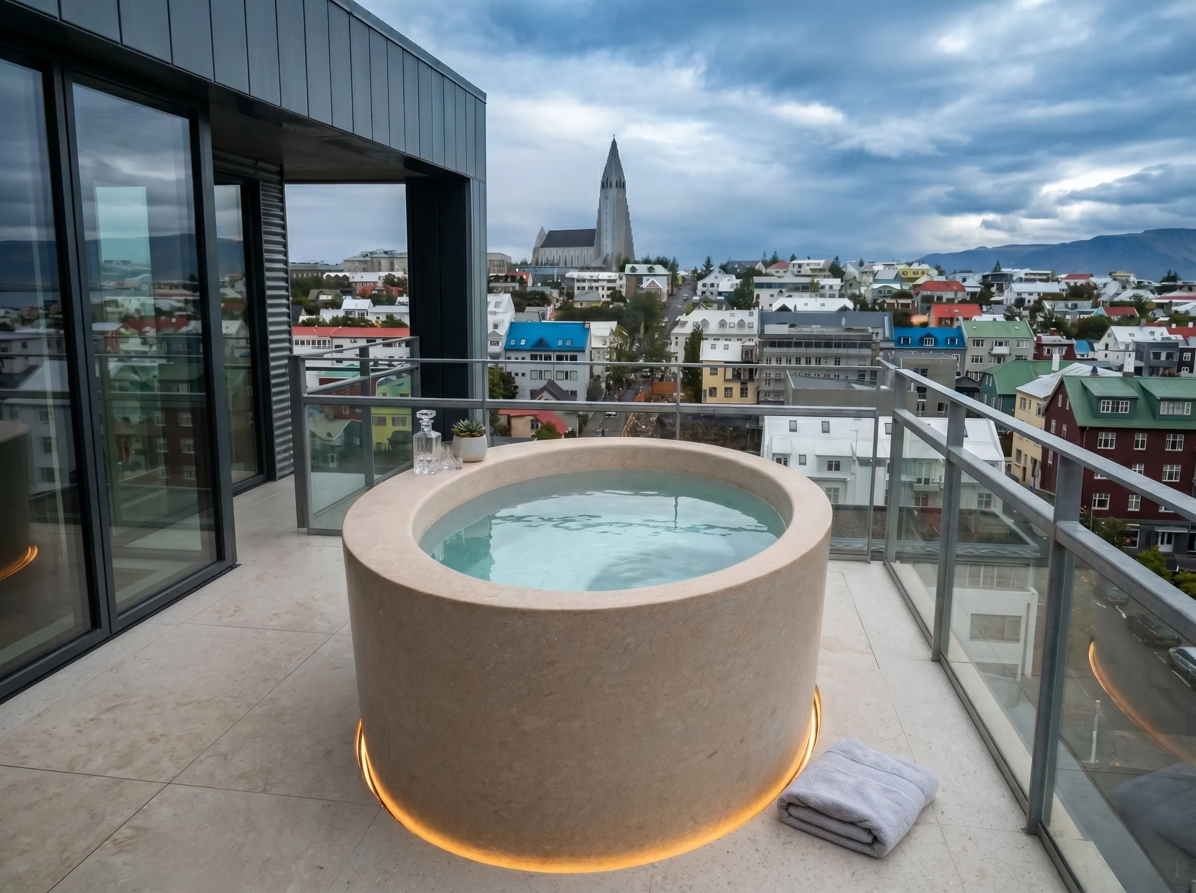 Terrazza esterna con vasca monolitica