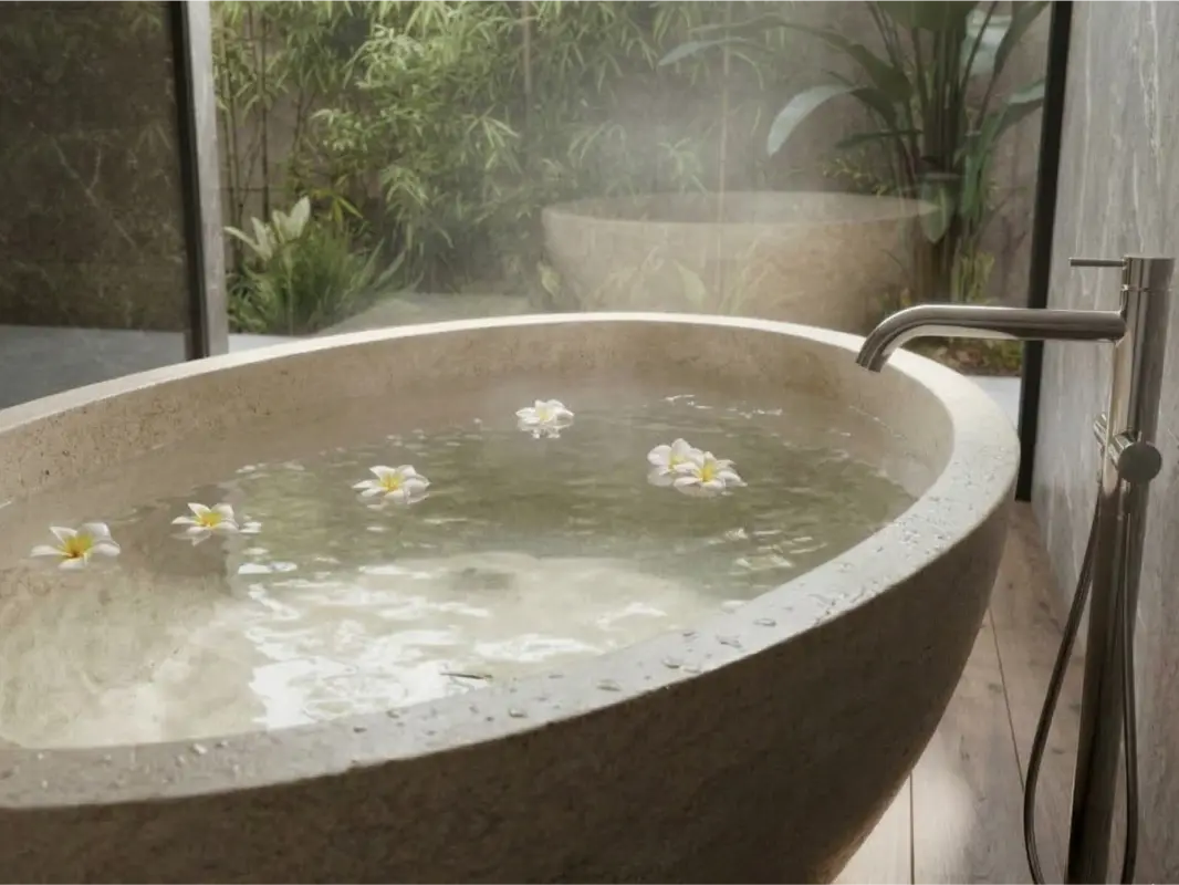Bath tub solid in grolla light honed 1