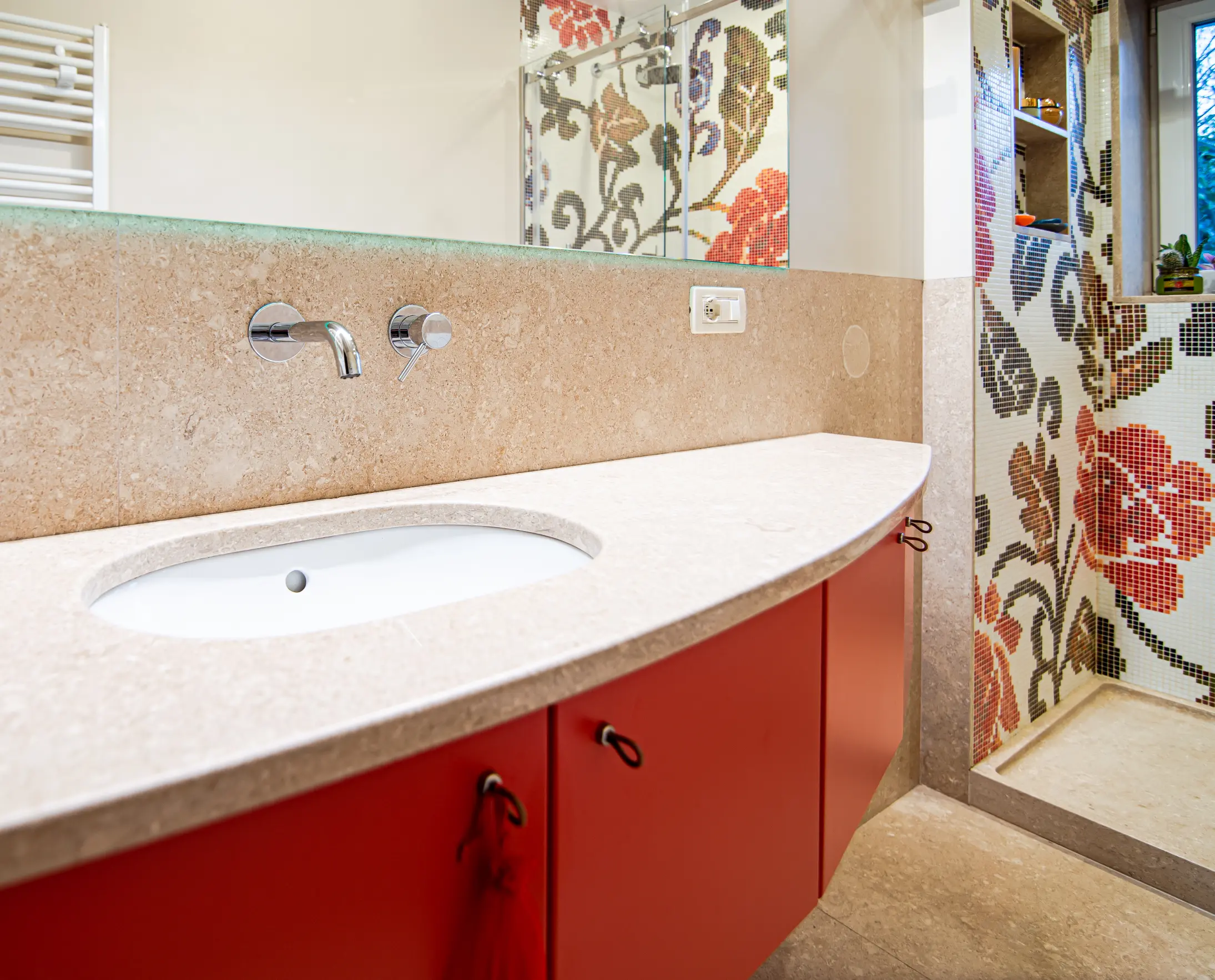 Bathroom grolla beige honed and mosaico (2)