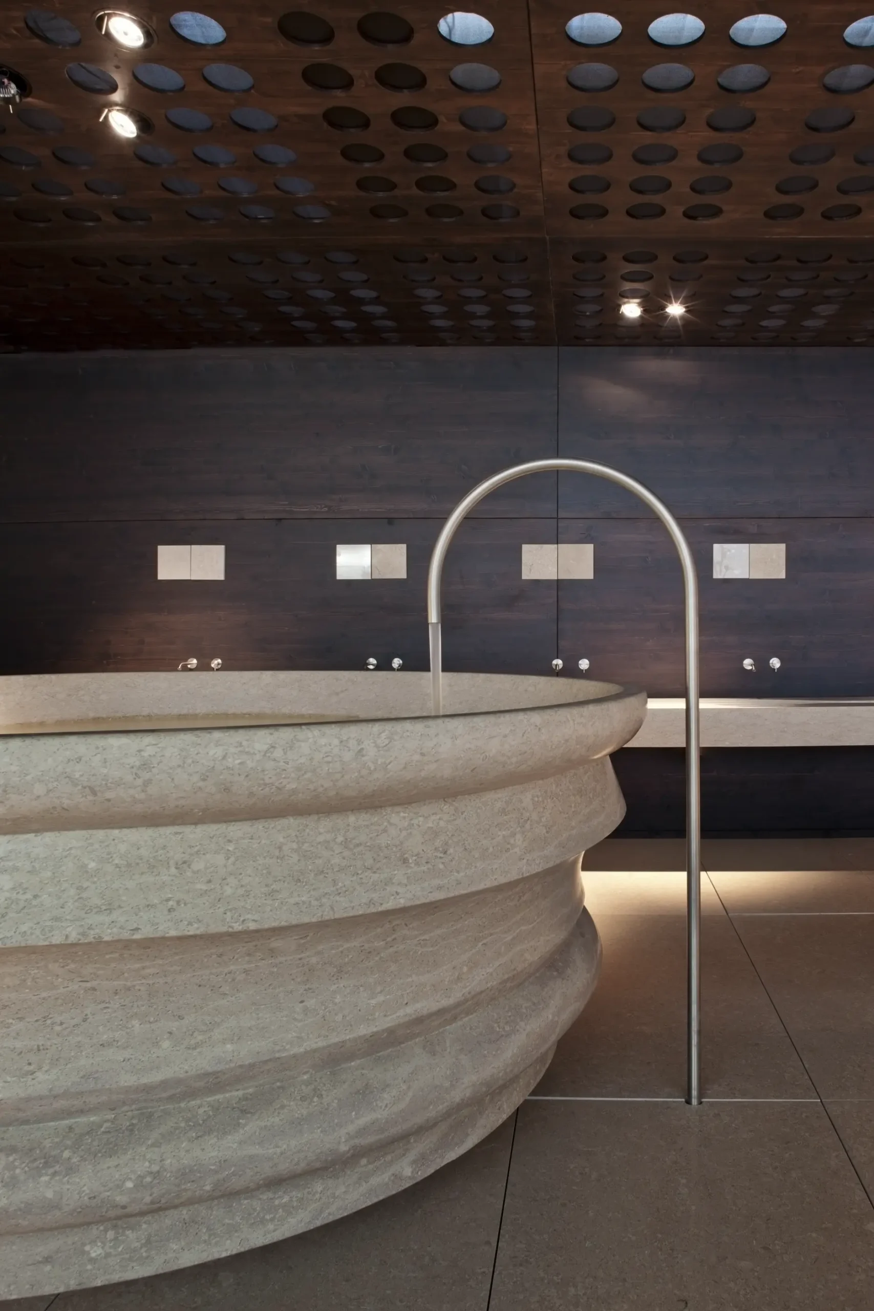 spa cersaie Grolla beige honed and solid sink (1)
