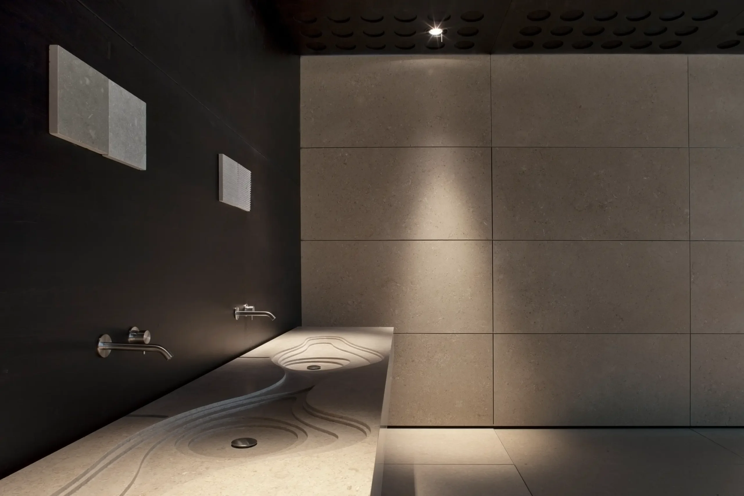 spa cersaie Grolla beige honed and solid sink (2)