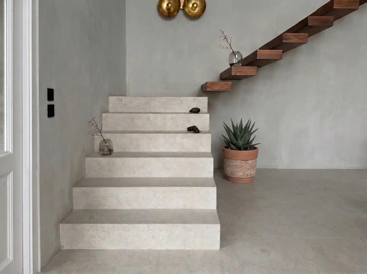 steps and floor olivo sandblasted brushed (3)