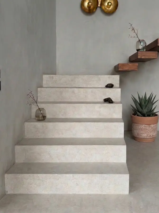 steps and floor olivo sandblasted brushed (4)